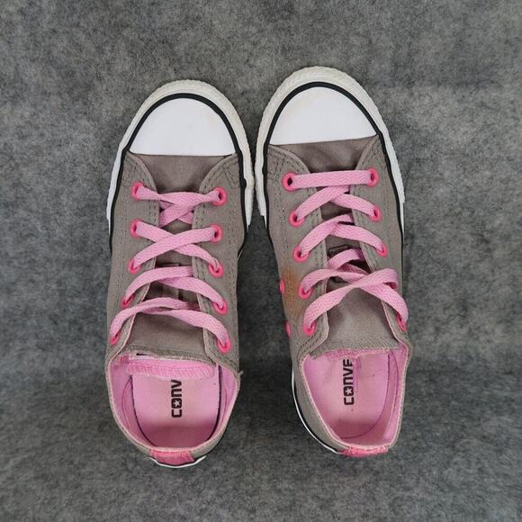 Converse Shoes Kids 1 Sneakers Double Tongue Chuck Taylor All Star Pink Gray Low - Picture 8 of 14